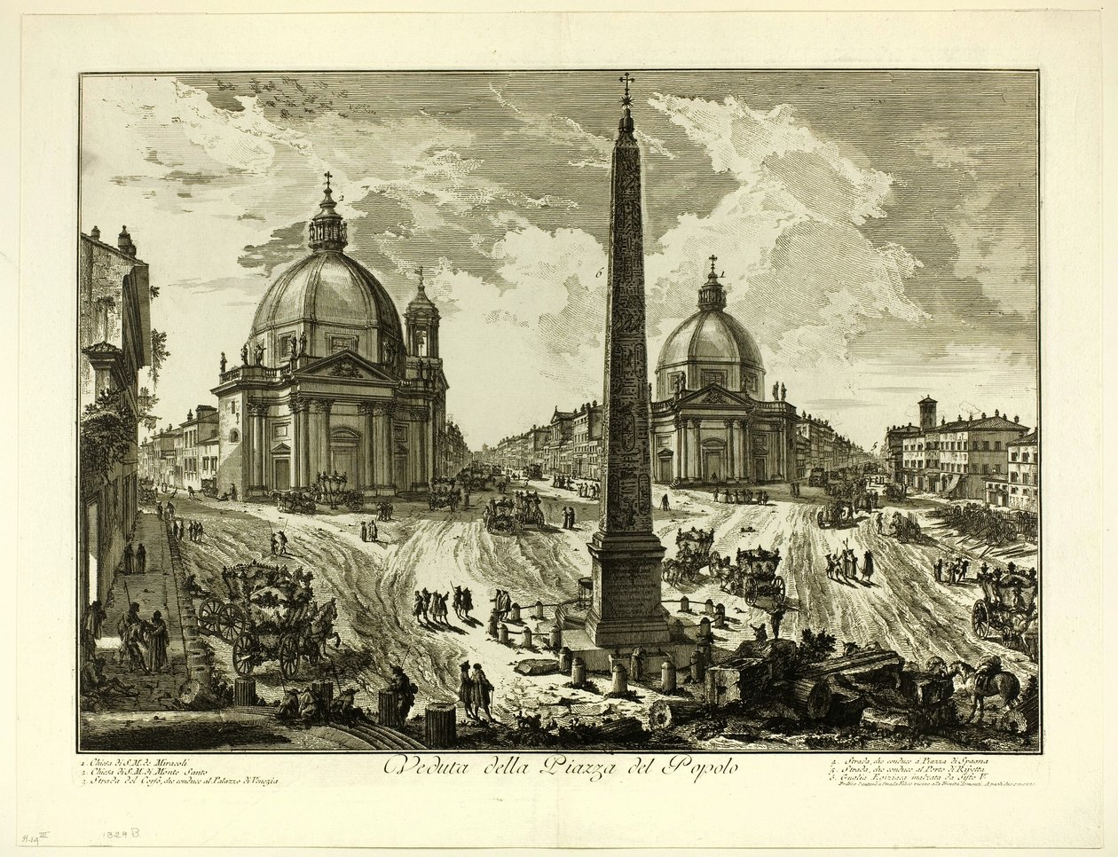 Uitzicht op de Piazza del Popolo, uit Zichten van Rome door Giovanni Battista Piranesi