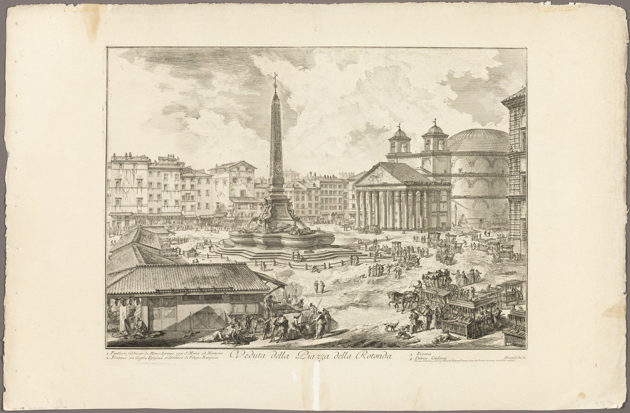 Uitzicht op de Piazza della Rotonda, uit Zichten van Rome door Giovanni Battista Piranesi