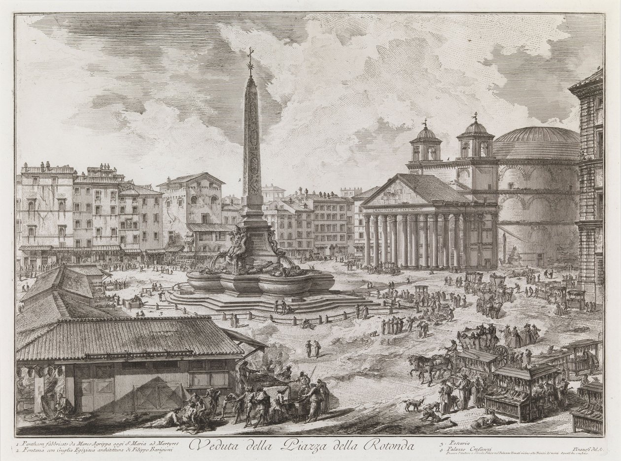 Gezicht op de Piazza della Rotonda, uit de serie Vedute di Roma door Giovanni Battista Piranesi