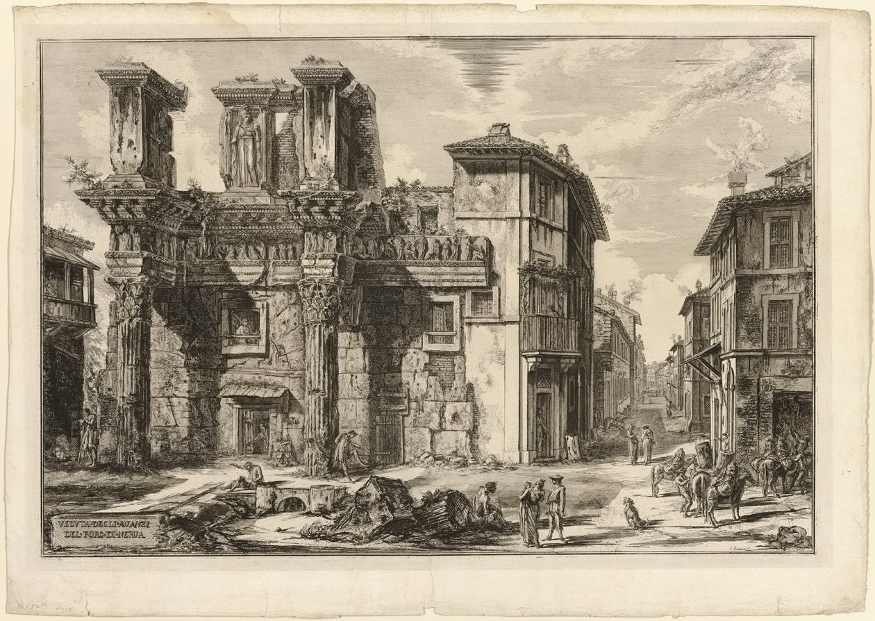 Uitzicht op de Resten van het Forum van Nerva, uit Zichten op Rome door Giovanni Battista Piranesi