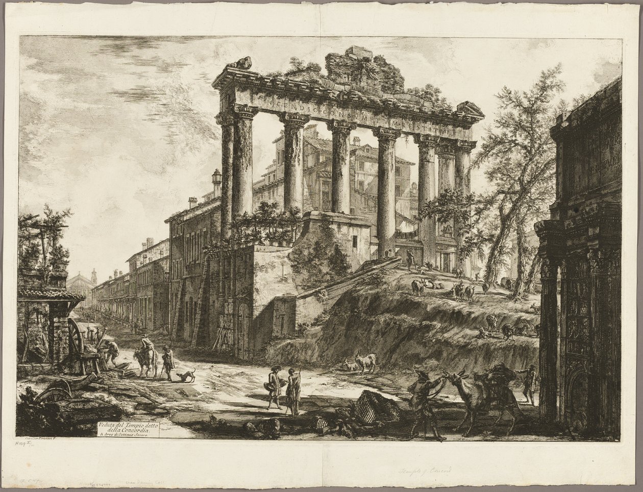 Zicht op de Zogenaamde Tempel van Concordia, uit Zichten van Rome door Giovanni Battista Piranesi