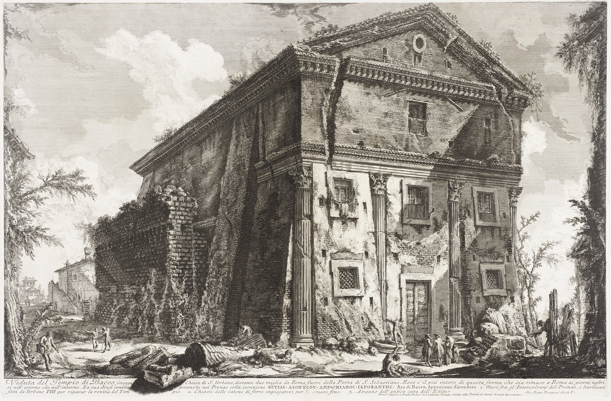 Uitzicht op de Tempel van Bacchus, 1760-78 door Giovanni Battista Piranesi