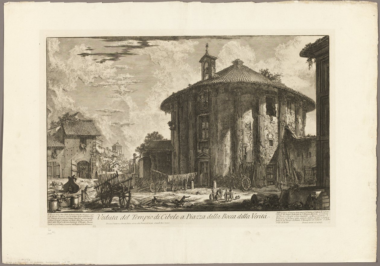 Uitzicht op de Tempel van Cybele op het Piazza van de Bocca della Verità, uit Zichten van Rome door Giovanni Battista Piranesi