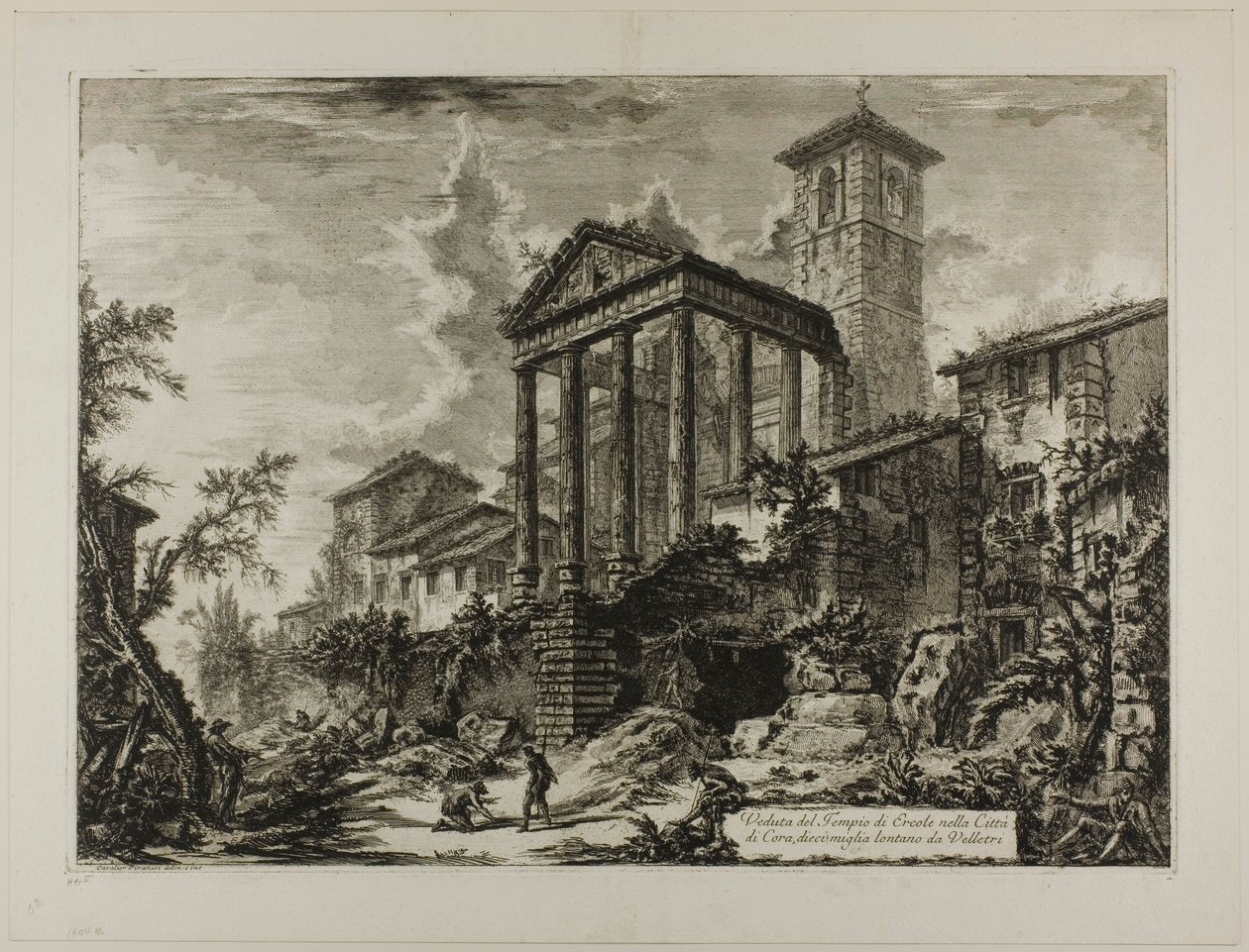 Zicht op de Tempel van Hercules bij Cori, tien mijl van Velletri, uit Zichten van Rome door Giovanni Battista Piranesi