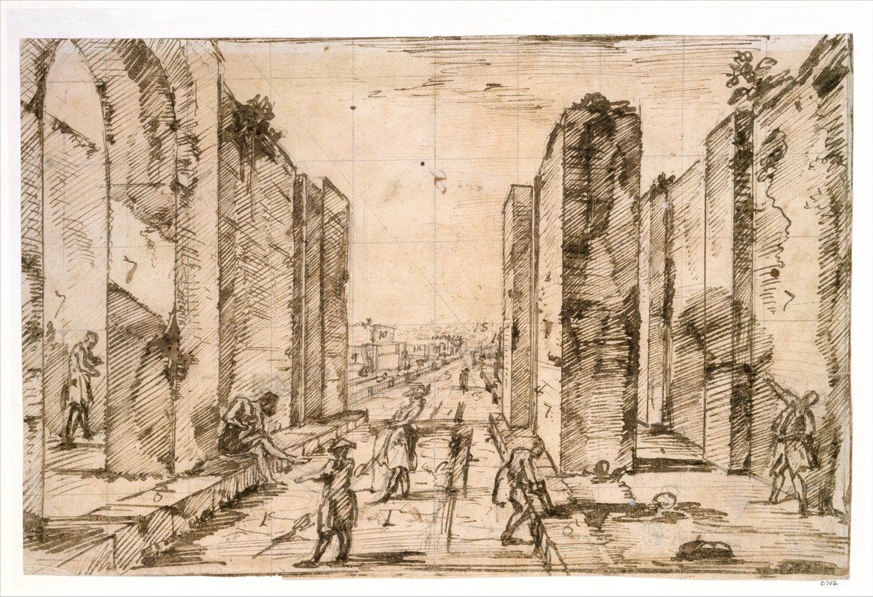 Zicht door de Herculaneumpoort, Pompeï door Giovanni Battista Piranesi