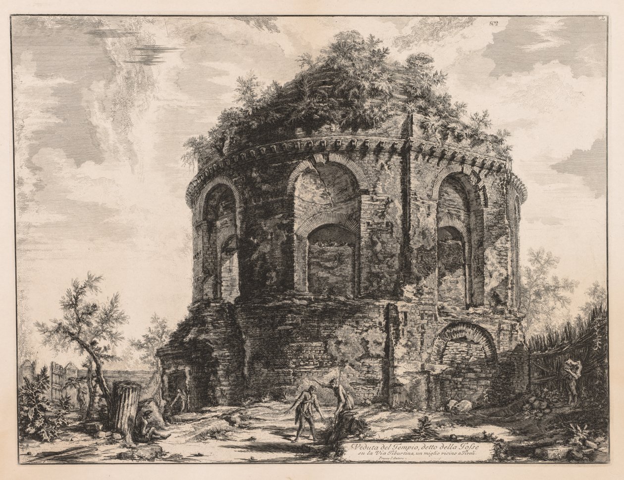 Gezichten van Rome: De zogenaamde Tempio della Tosse, nabij Tivoli door Giovanni Battista Piranesi