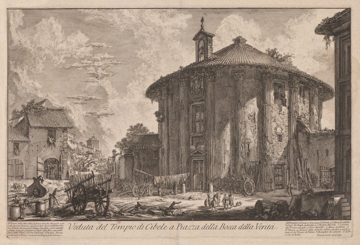 Gezichten van Rome: De Tempel van Portunus (?) door Giovanni Battista Piranesi