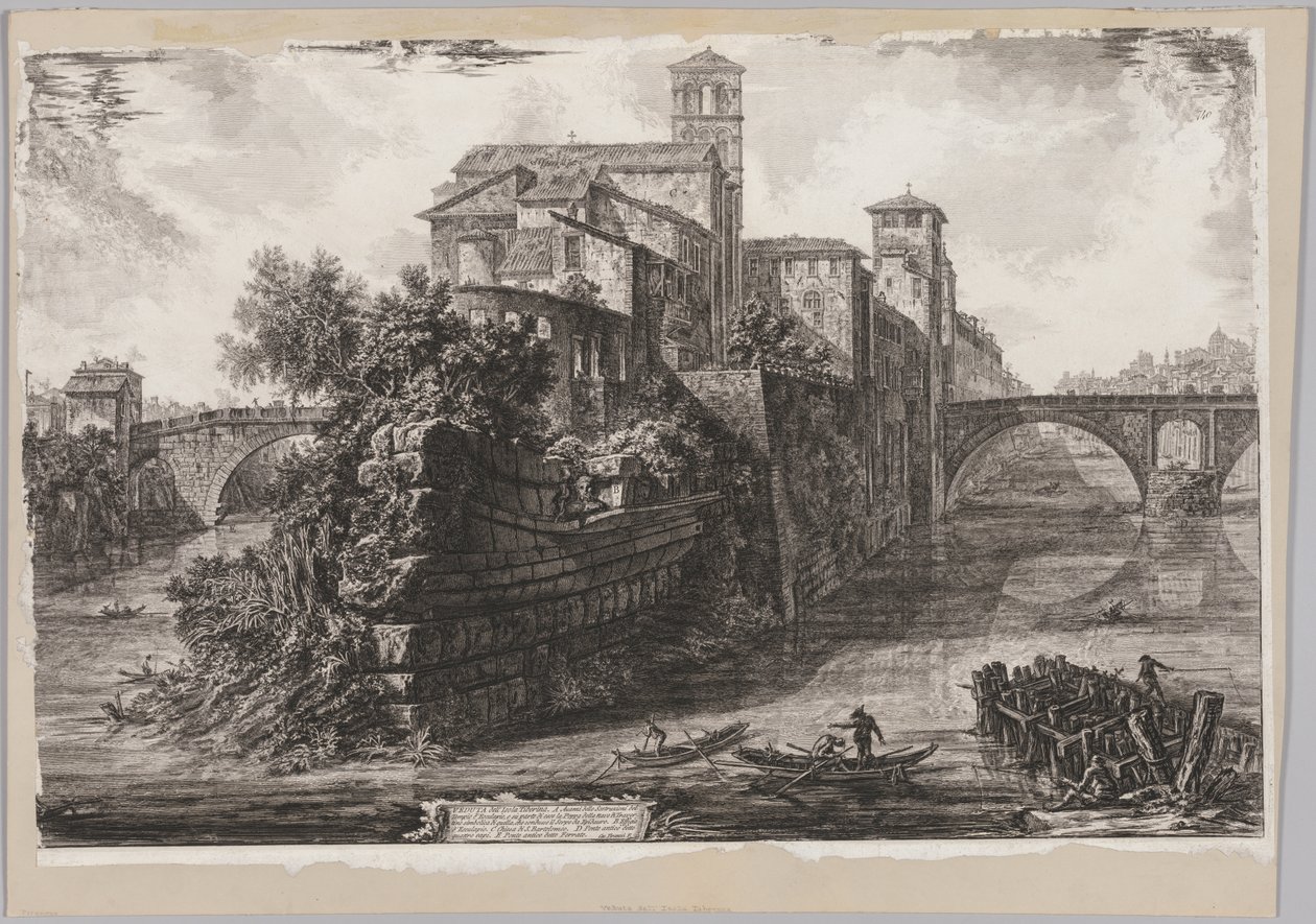 Gezichten van Rome: Het Isola Tiberina, 1775 door Giovanni Battista Piranesi