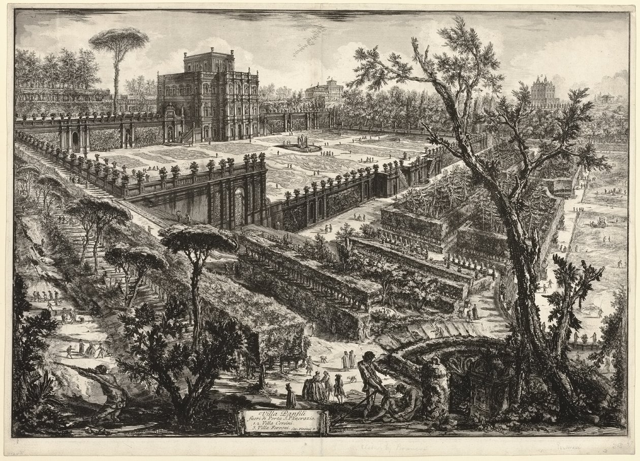 Villa Pamphili buiten Porta S. Pancrazio, uit Zichten op Rome door Giovanni Battista Piranesi