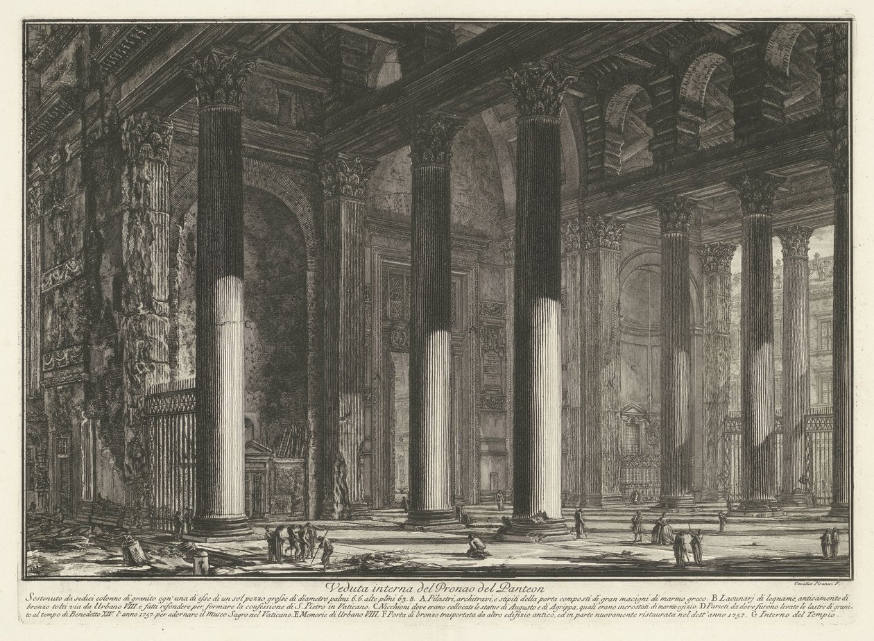 Voorportaal van het Pantheon te Rome door Giovanni Battista Piranesi
