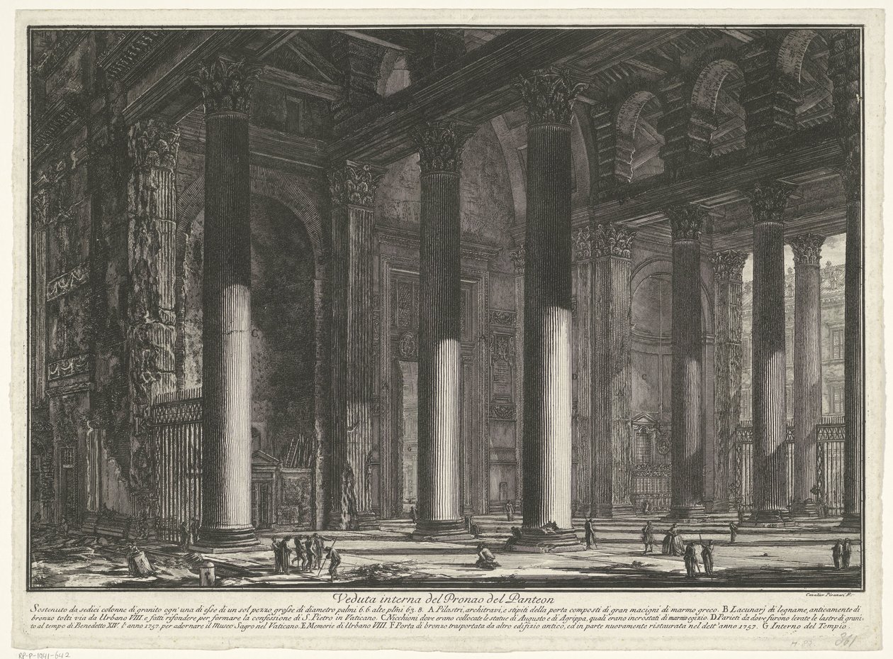 Voorportaal van het Pantheon te Rome door Giovanni Battista Piranesi