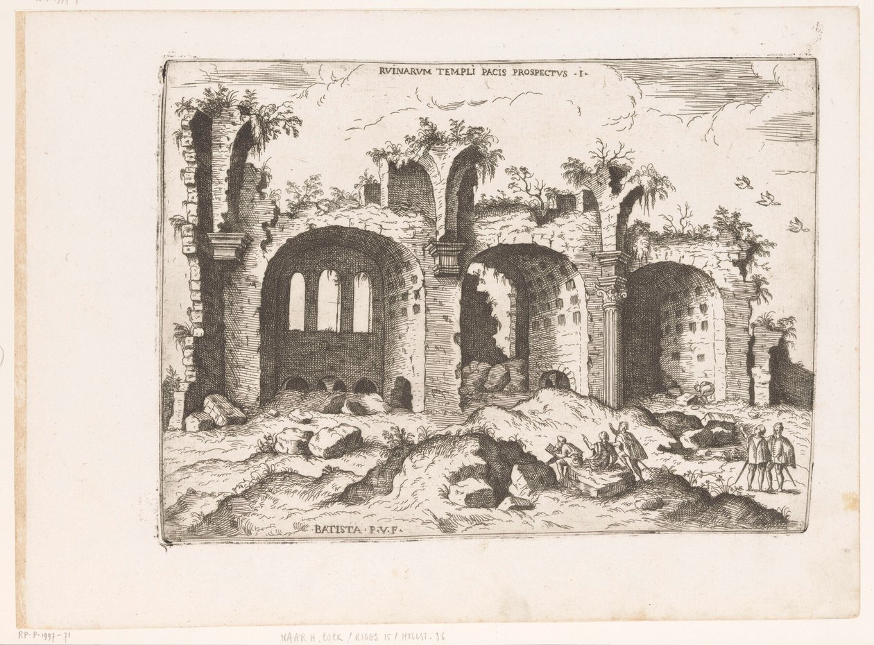 Gezicht op de Basilica van Maxentius te Rome door Giovanni Battista Pittoni (I)