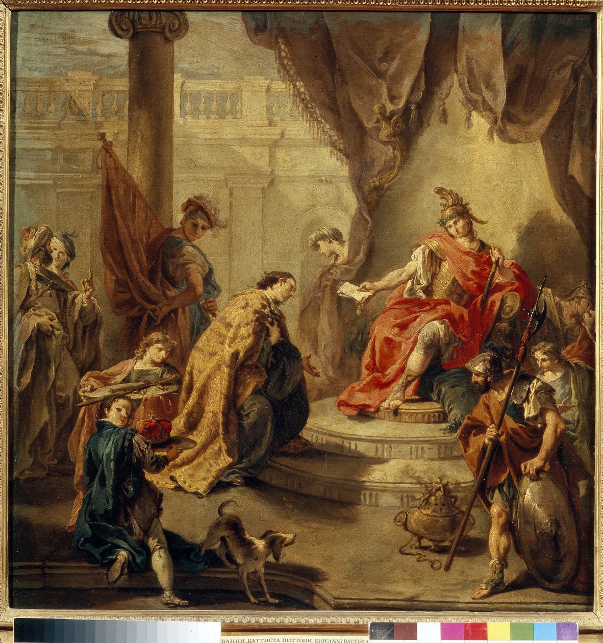 Keizer Flavius Honorius (384-423) maakt van Constantius III (overleden in 421) zijn mederegent (in 421). Schilderij van Giambattista Pittoni (1687-1767) door Giovanni Battista Pittoni