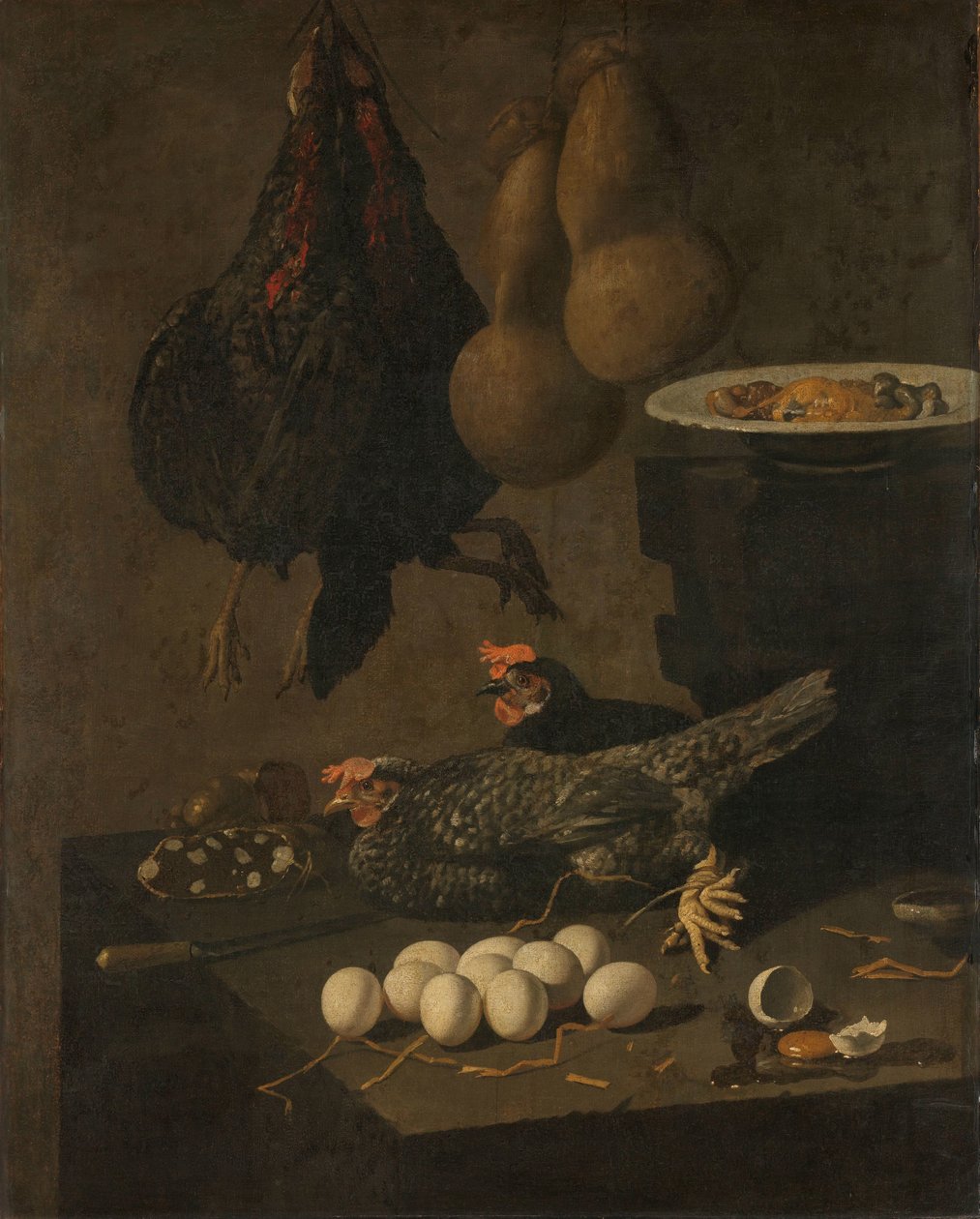 Stilleven met Kippen en Eieren door Giovanni Battista Recco