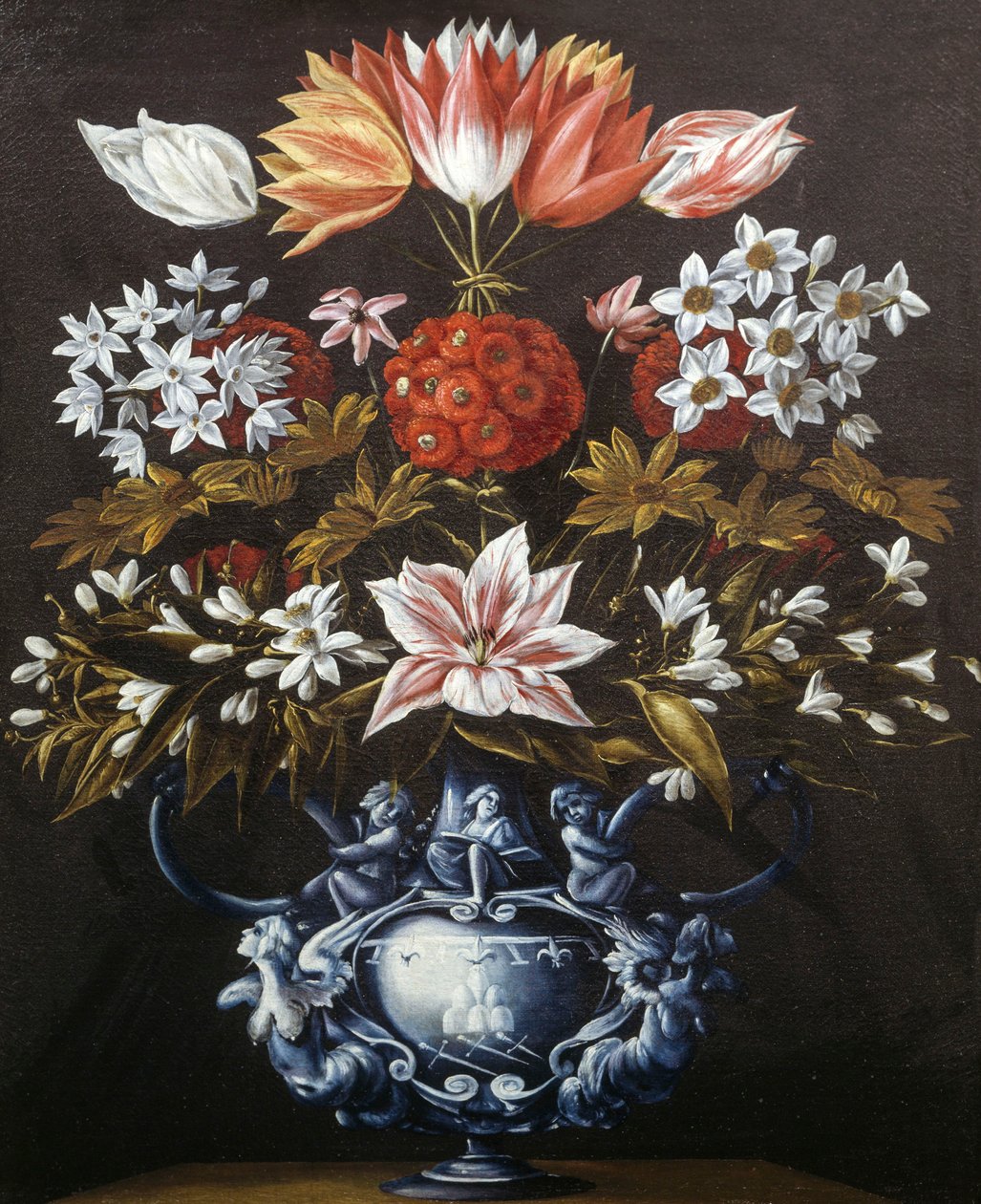 Vaas met bloemen door Giovanni Battista Recco