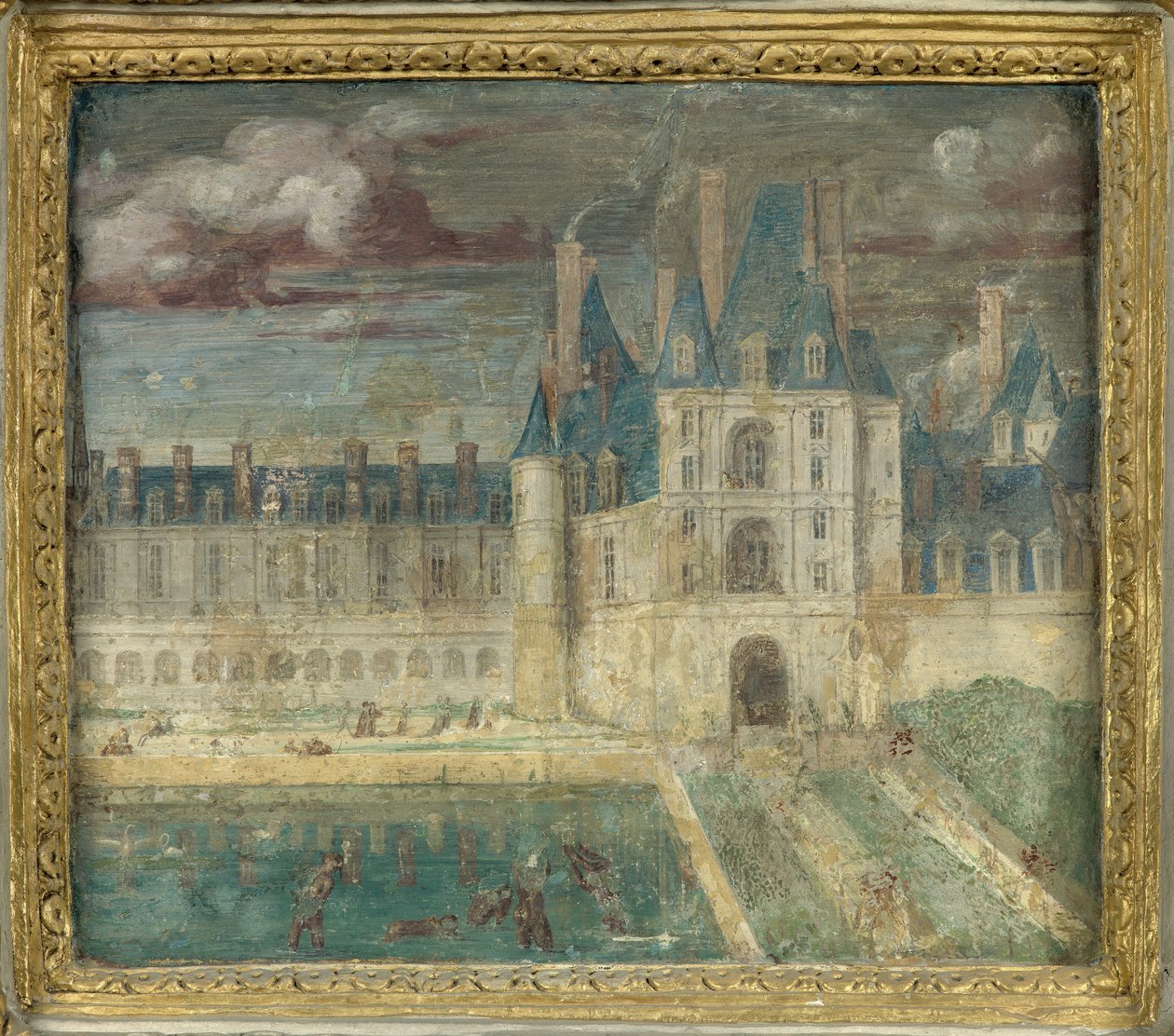 Uitzicht op het kasteel van Fontainebleau rond 1535 - 1540 door Giovanni Battista Rosso Fiorentino