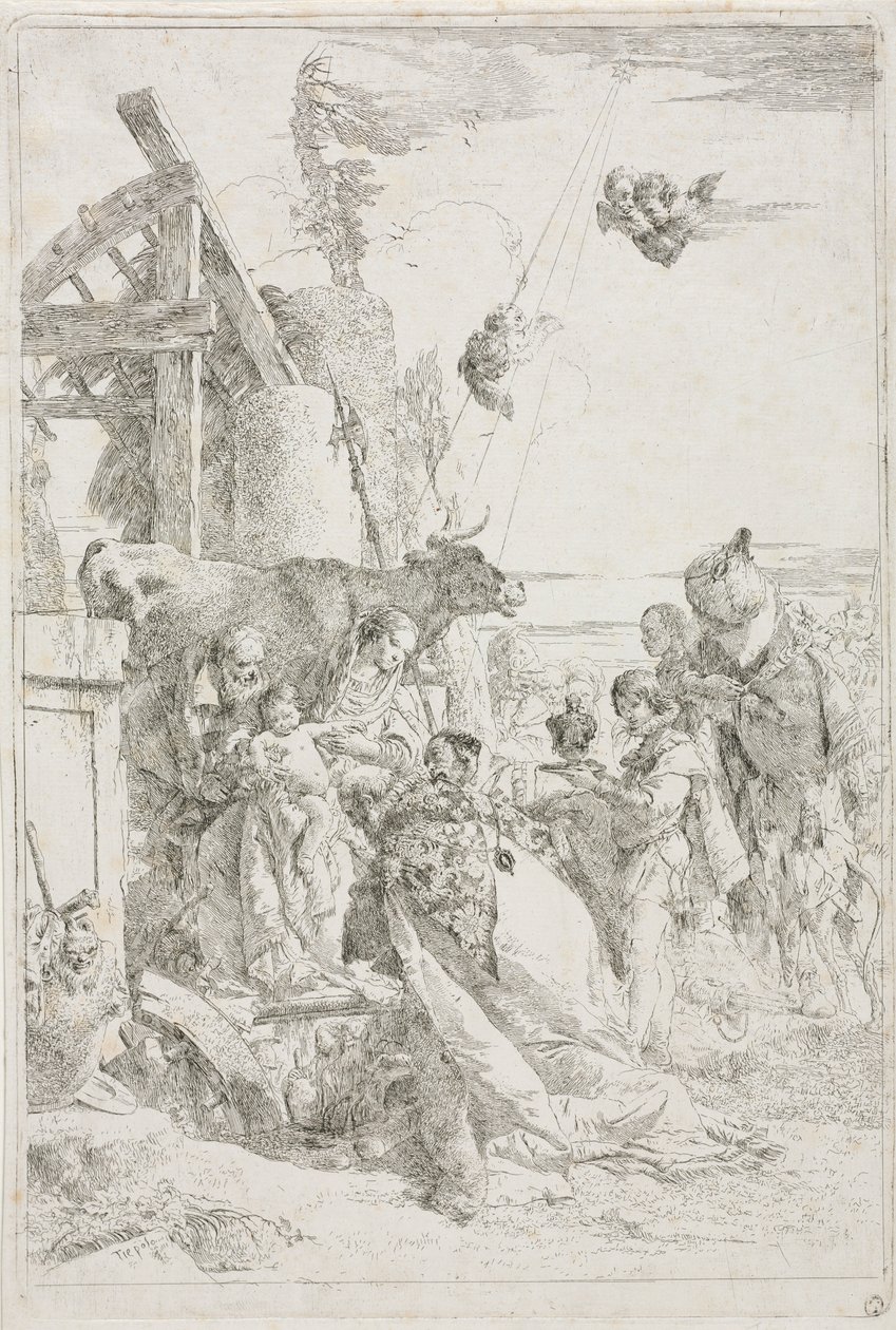 Aanbidding der Wijzen, ca. 1740 door Giovanni Battista Tiepolo