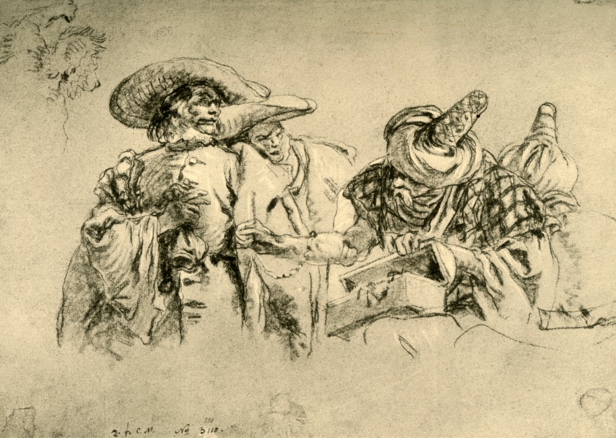 Een Oosterse Handelaar in Juwelen en twee Europese Kooplieden, 1752-1753, 1928 door Giovanni Battista Tiepolo