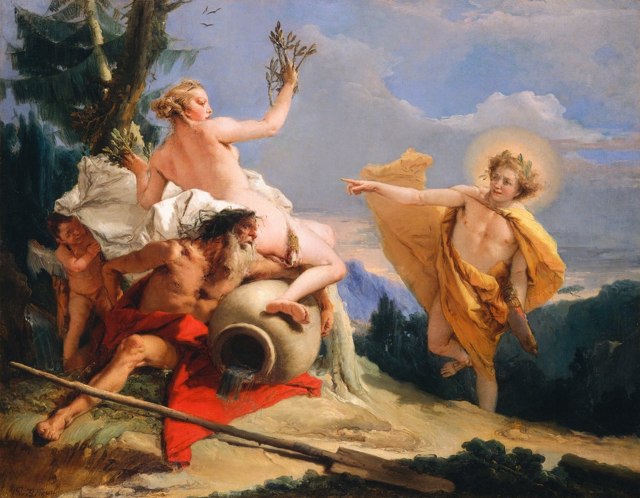 Apollo Achtervolgt Daphne door Giovanni-Battista Tiepolo