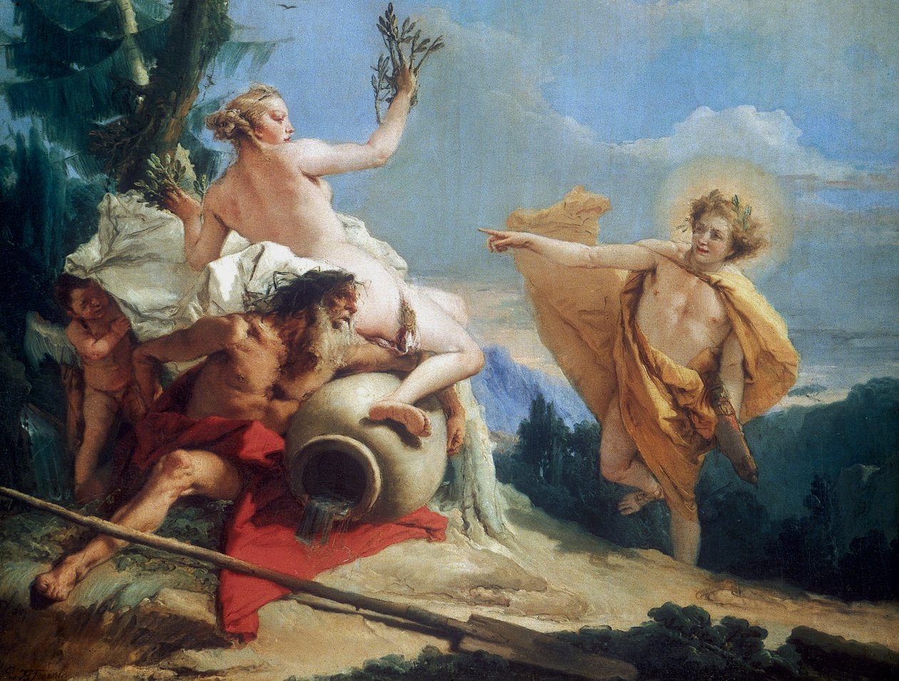 Apollo achtervolgt Daphne door Giovanni Battista Tiepolo