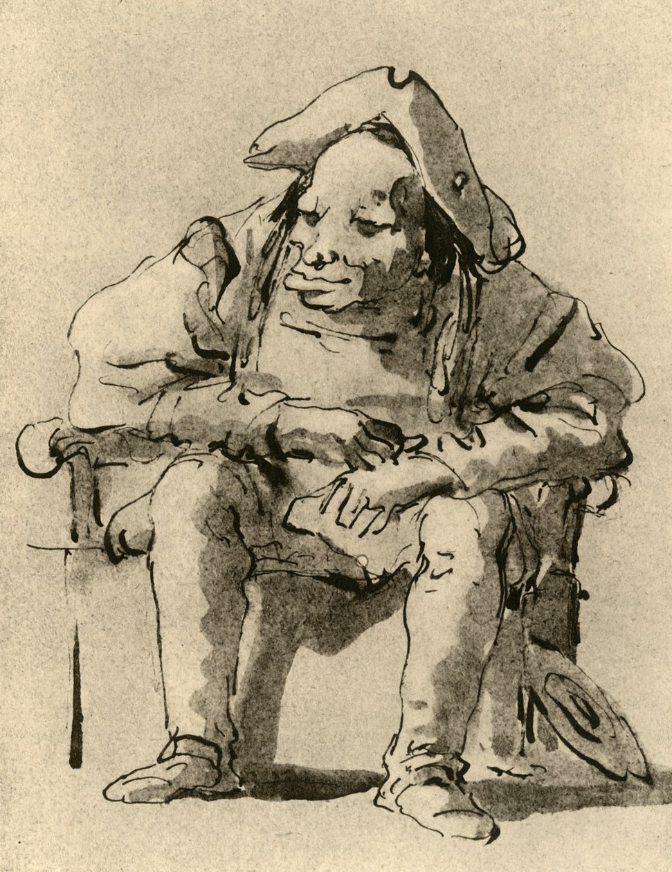 Karikatuur van een zittende man, midden 18e eeuw door Giovanni Battista Tiepolo
