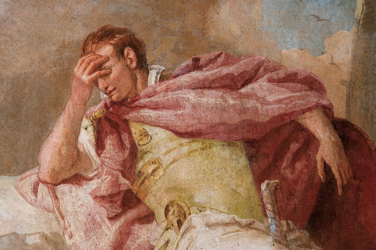 Detail van Aeneis, uit Mercurius spoort Aeneas aan om Carthago te verlaten, uit de Kamer van de Aeneis in de Palazzina, 1757 door Giovanni Battista Tiepolo