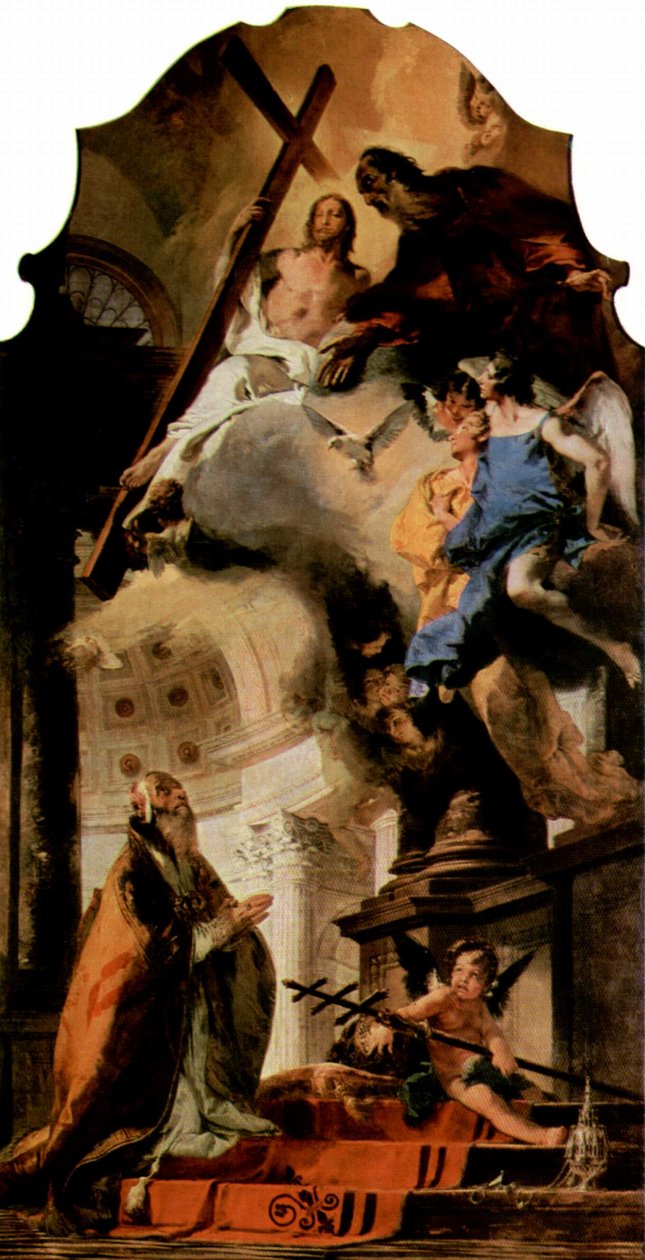 Duits: De verering van de Drie-eenheid door Sint-Clemens Paus Sint-Clemens Aanbidding van de Drie-eenheid door Giovanni Battista Tiepolo
