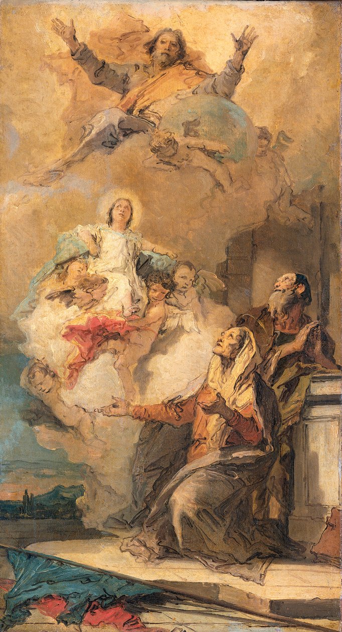 God de Vader stuurt de Maagd Maria naar haar ouders Joachim en Anna Alternatieve titel(s):  

Het visioen van de heilige Anna door Giovanni Battista Tiepolo