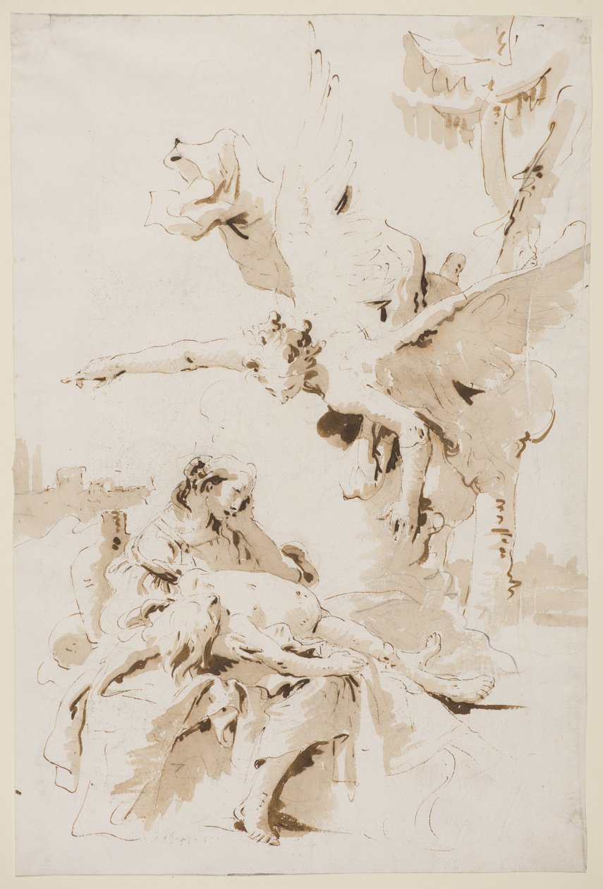 Hagar en Ismaël in de wildernis, ca. 1725 door Giovanni Battista Tiepolo