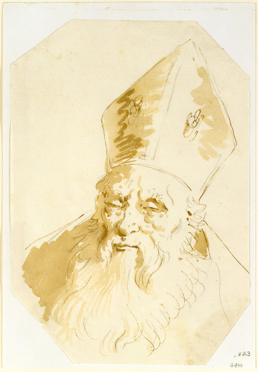 Hoofd van een bisschop door Giovanni Battista Tiepolo