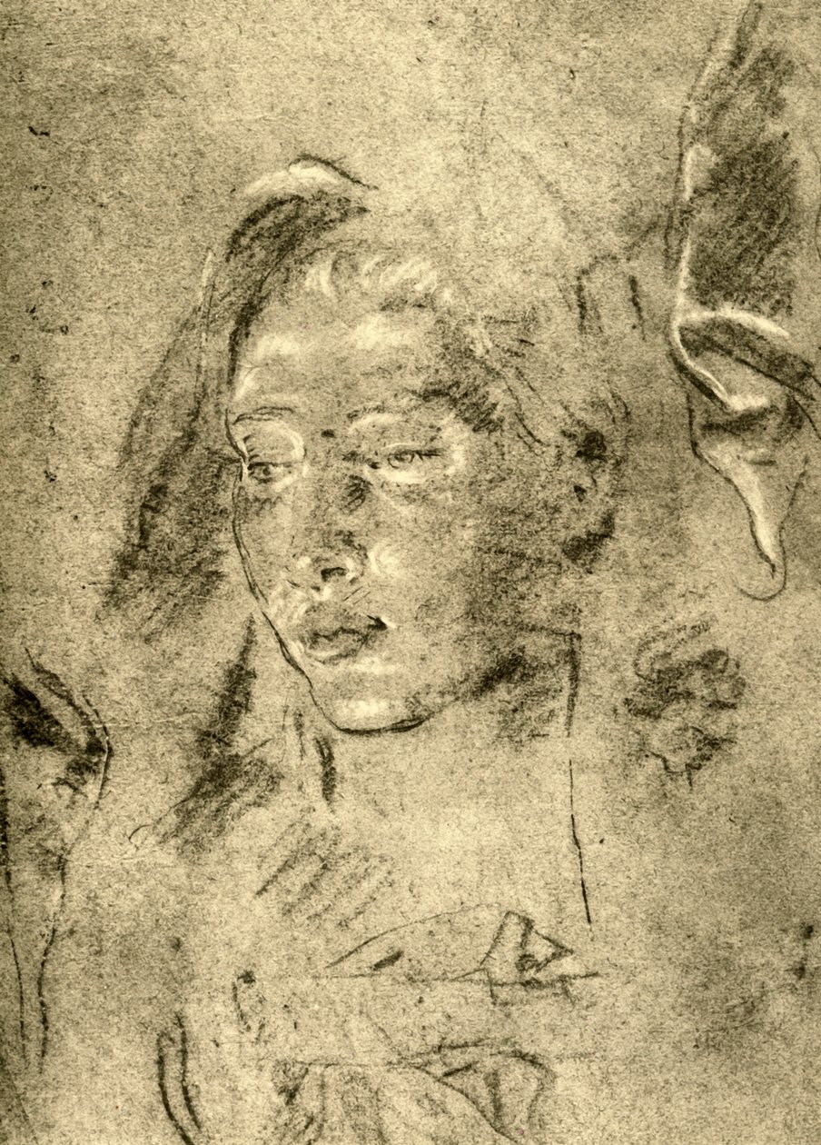 Hoofd van een jonge vrouw, midden 18e eeuw, 1928 door Giovanni Battista Tiepolo