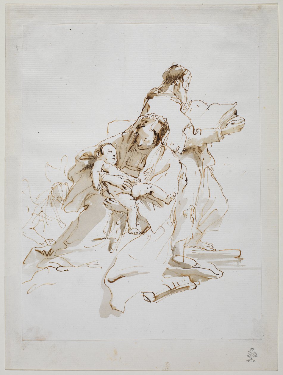 Heilige Familie met Sint Jozef die leest door Giovanni-Battista Tiepolo