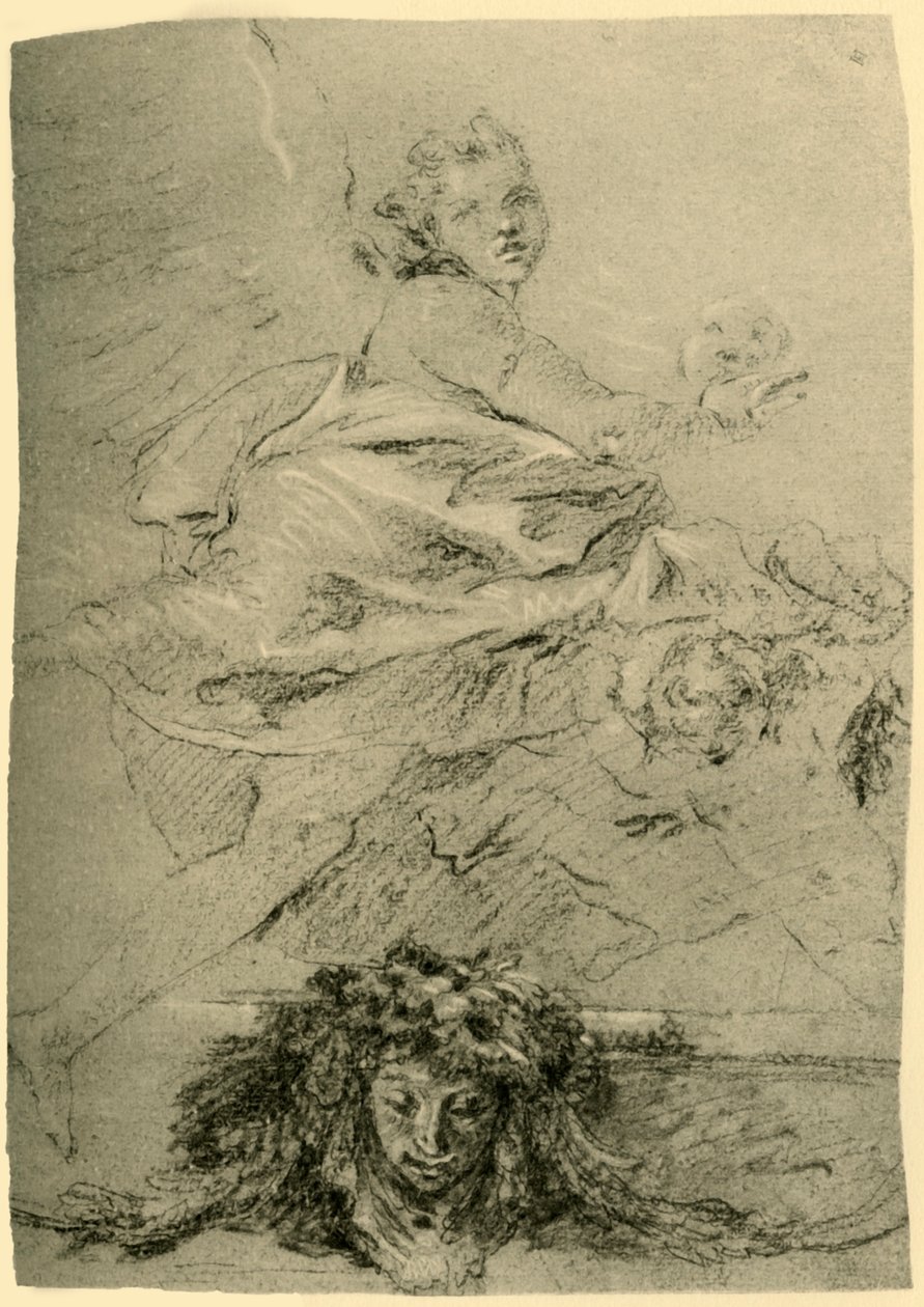 Zwevende genius, midden 18e eeuw, 1928 door Giovanni Battista Tiepolo
