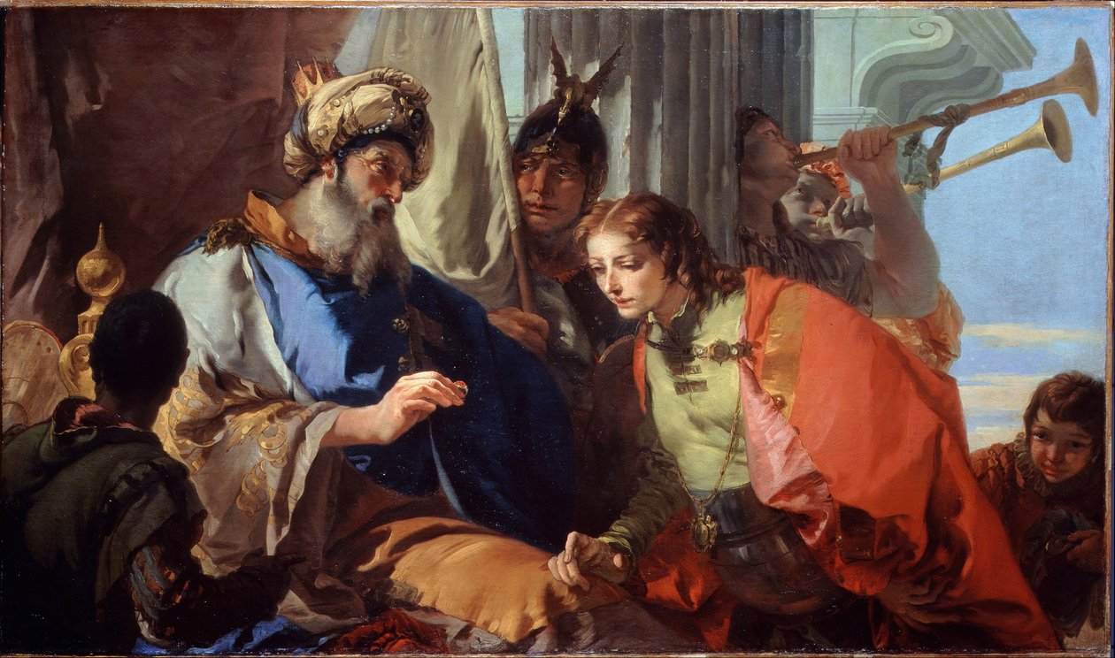 Jozef ontvangt de ring van de farao door Giovanni Battista Tiepolo