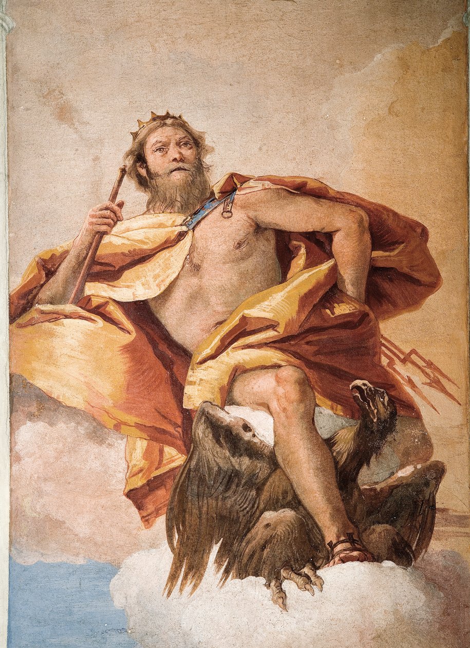 Jupiter de Donderaar met Adelaar, uit de Kamer van Olympische Goden in de Foresteria door Giovanni Battista Tiepolo