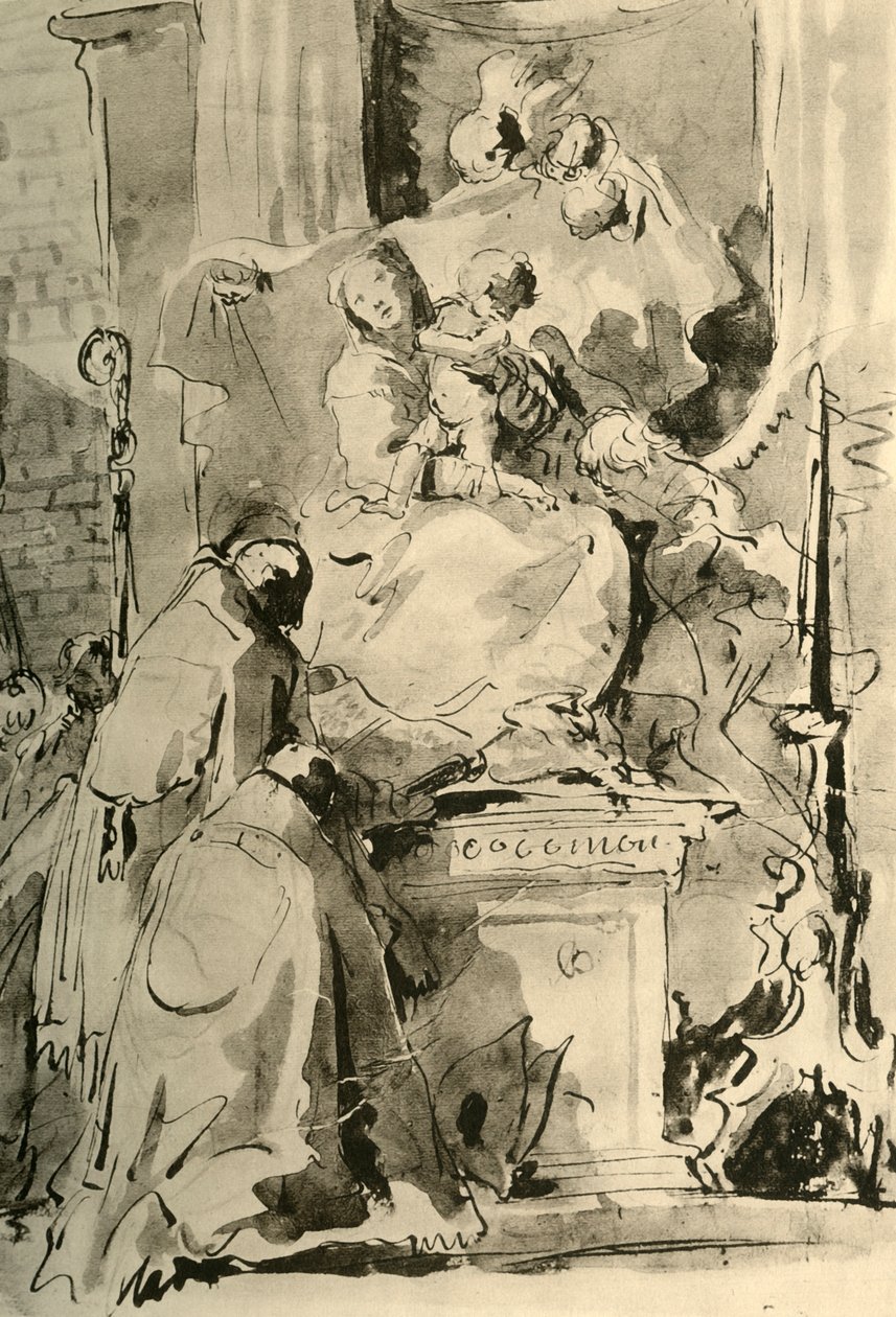 Madonna op de troon en twee bisschoppen, midden 18e eeuw, 1928 door Giovanni Battista Tiepolo