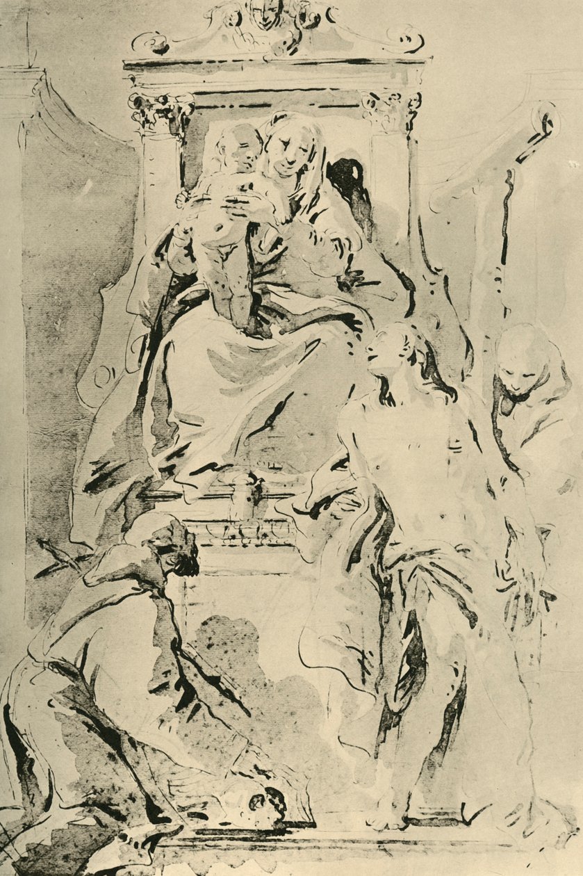 Madonna op de Troon met Heiligen, midden 18e eeuw, 1928 door Giovanni Battista Tiepolo