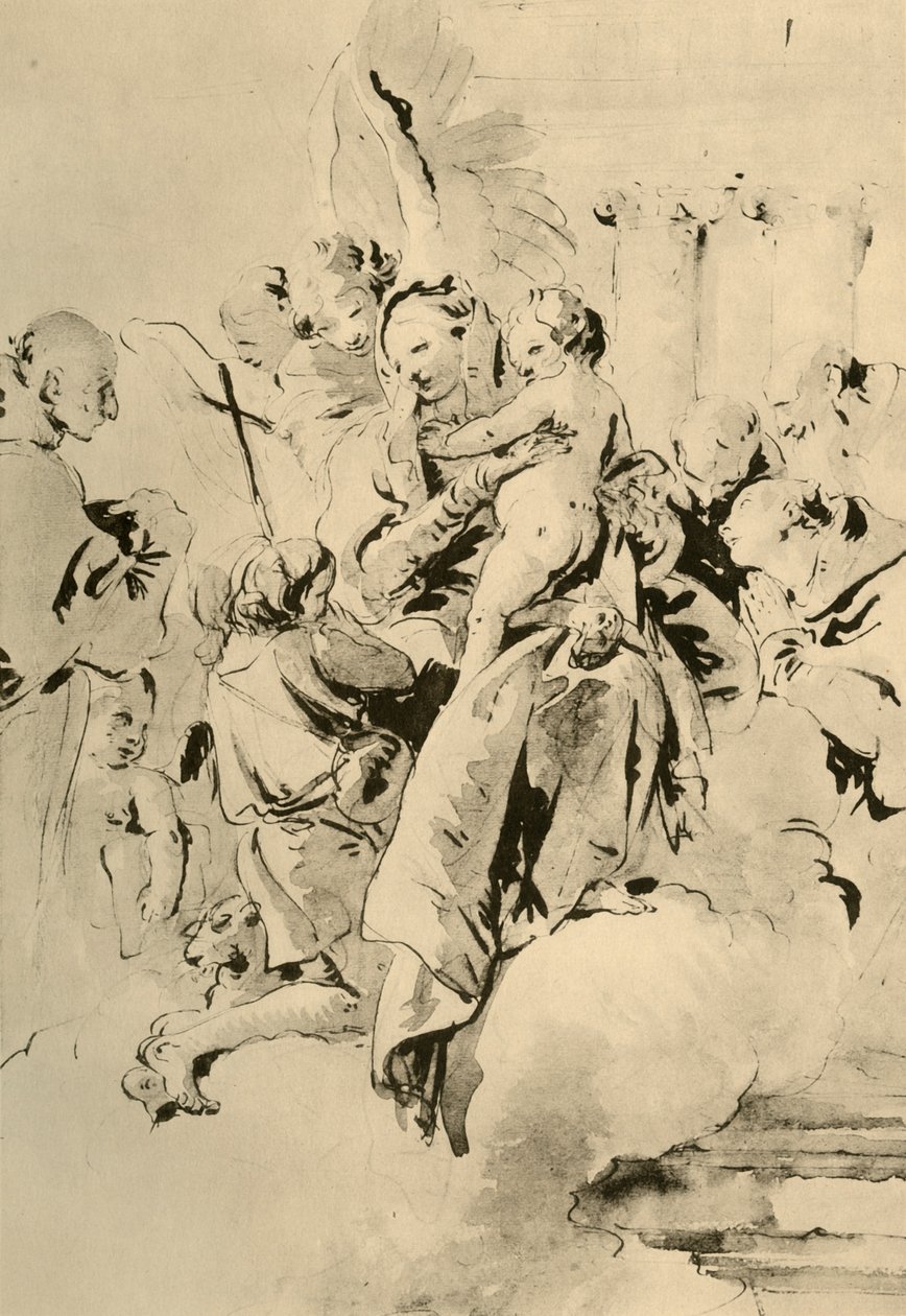 Madonna met heiligen en engelen door Giovanni Battista Tiepolo