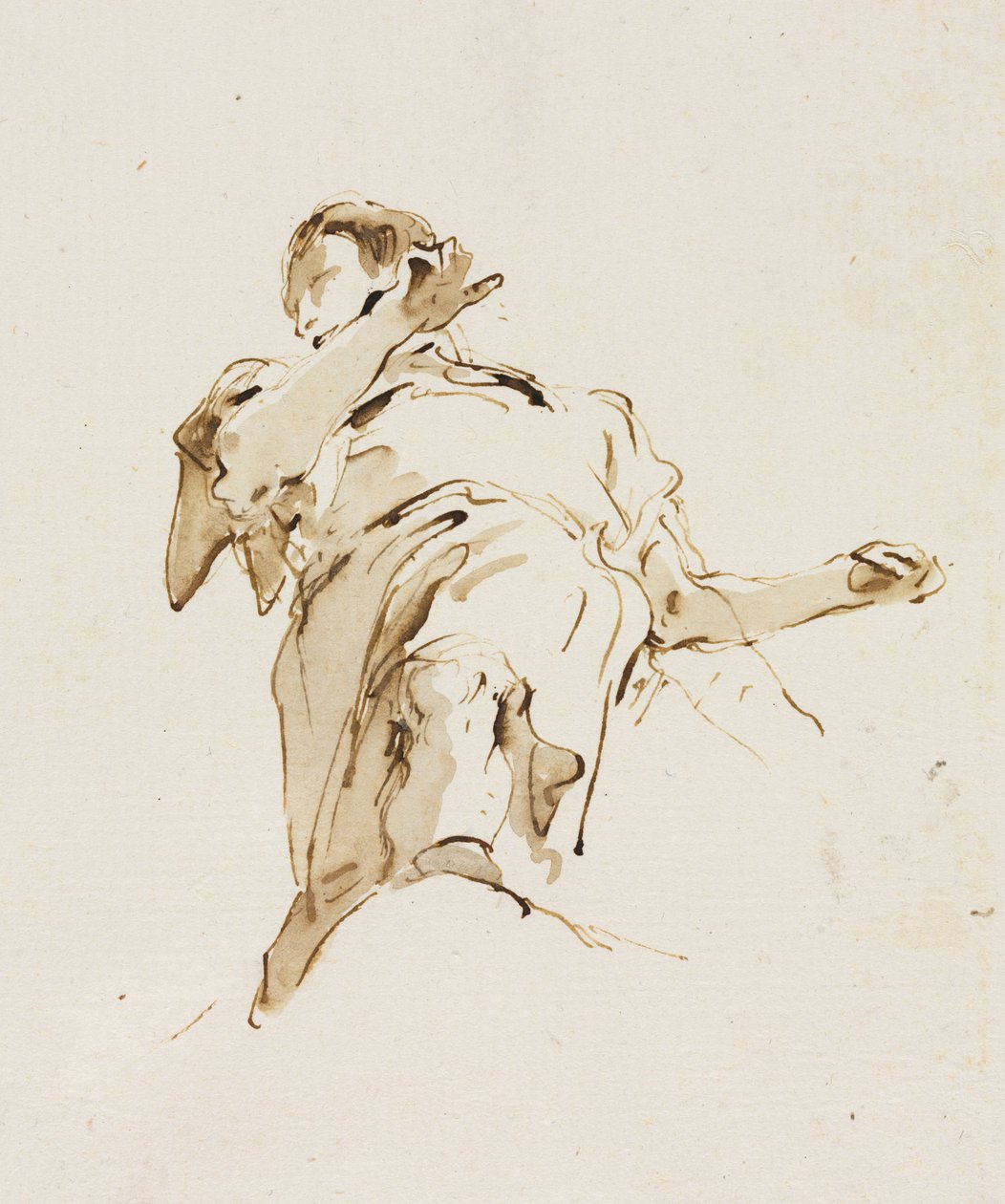 Mannelijk(?) Figuur van Onderaf Gezien door Giovanni Battista Tiepolo