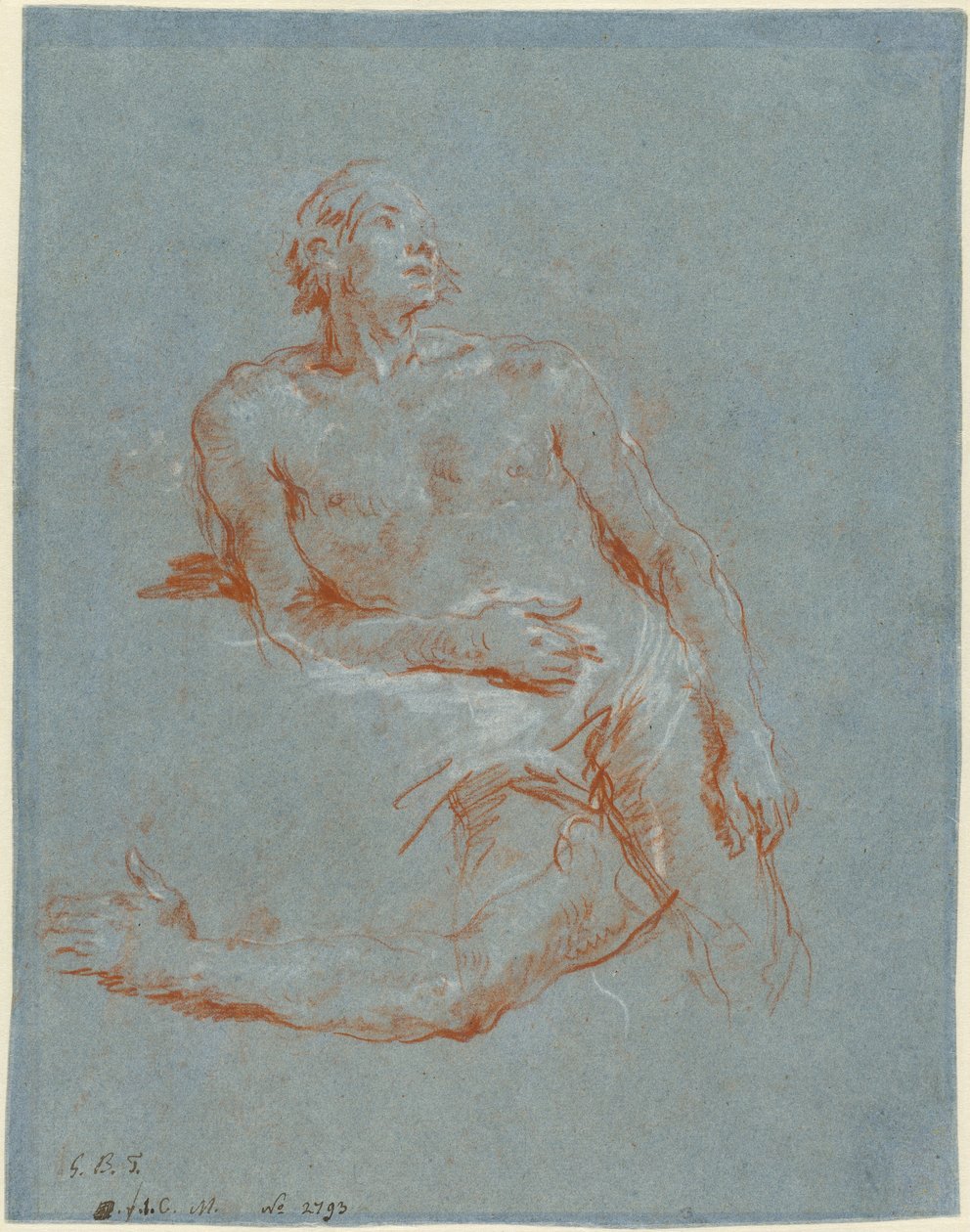 Mannelijk naakt leunend op zijn elleboog (verso) door Giovanni Battista Tiepolo