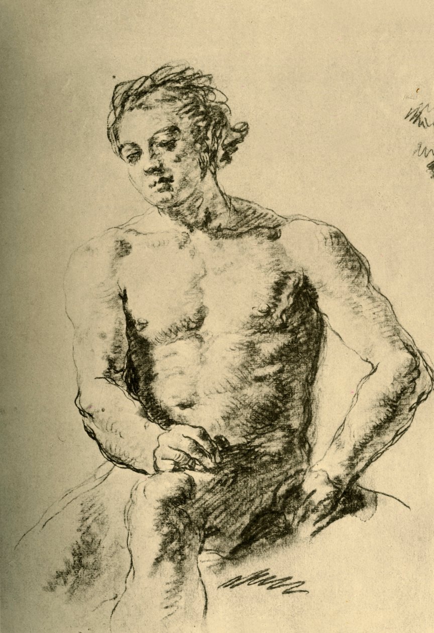 Zittende Naakt, midden 18e eeuw, 1928 door Giovanni Battista Tiepolo