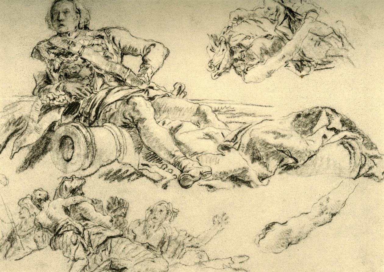 Officier gekampeerd naast een kanon, 1752-1753, 1928 door Giovanni Battista Tiepolo