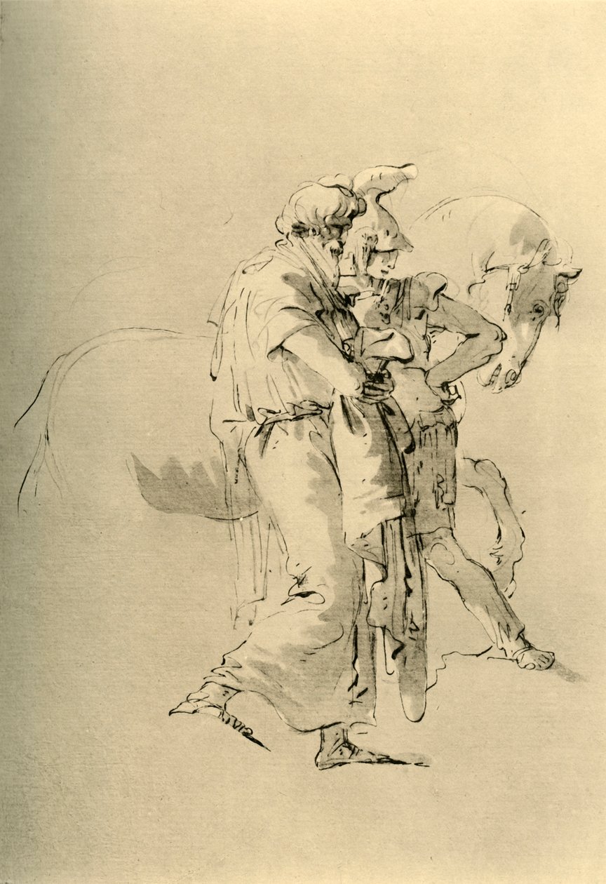 Oude man en jonge soldaat, midden 18e eeuw, 1928 door Giovanni Battista Tiepolo