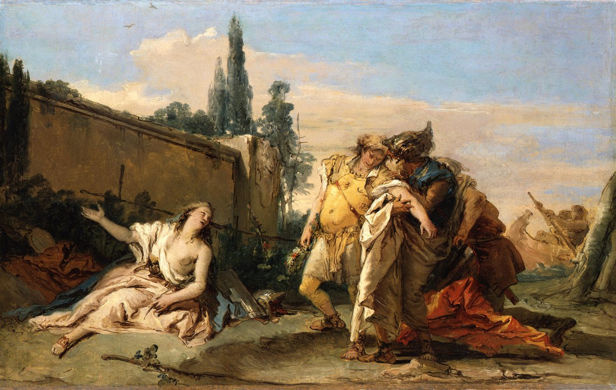 Rinaldo neemt afscheid van Armida door Giovanni Battista Tiepolo