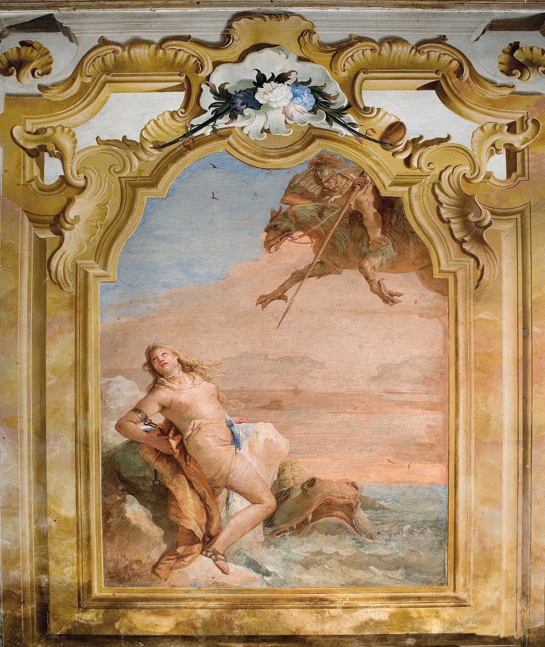 Ruggero Bevrijdt Angelica, uit de Kamer van Orlando Furioso in de Palazzina door Giovanni Battista Tiepolo