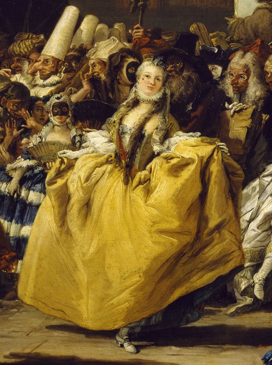 Carnavalscène of Het menuet door Giovanni Battista Tiepolo
