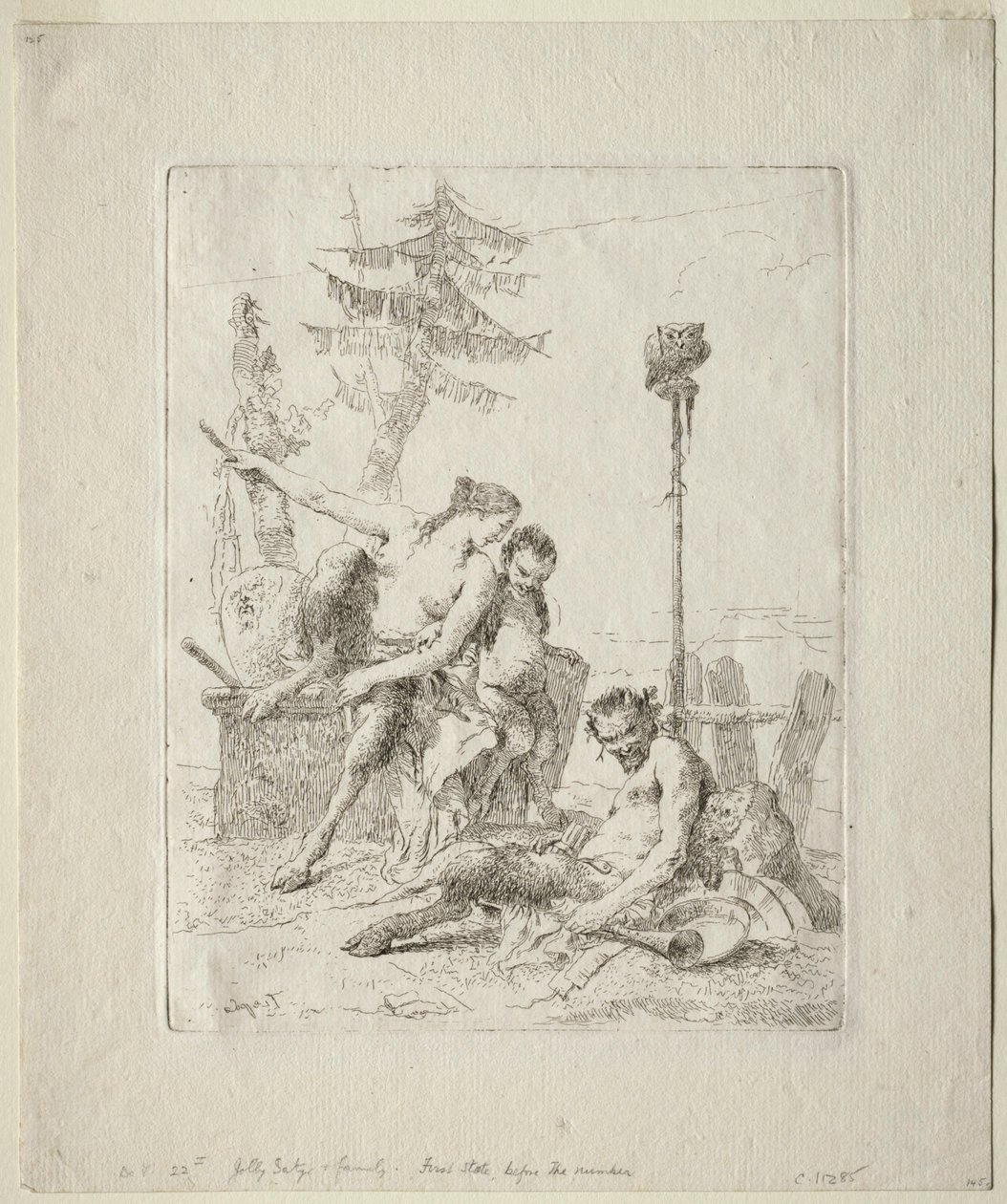 Scherzi di Fantasia: De gelukkige sater en zijn familie door Giovanni Battista Tiepolo