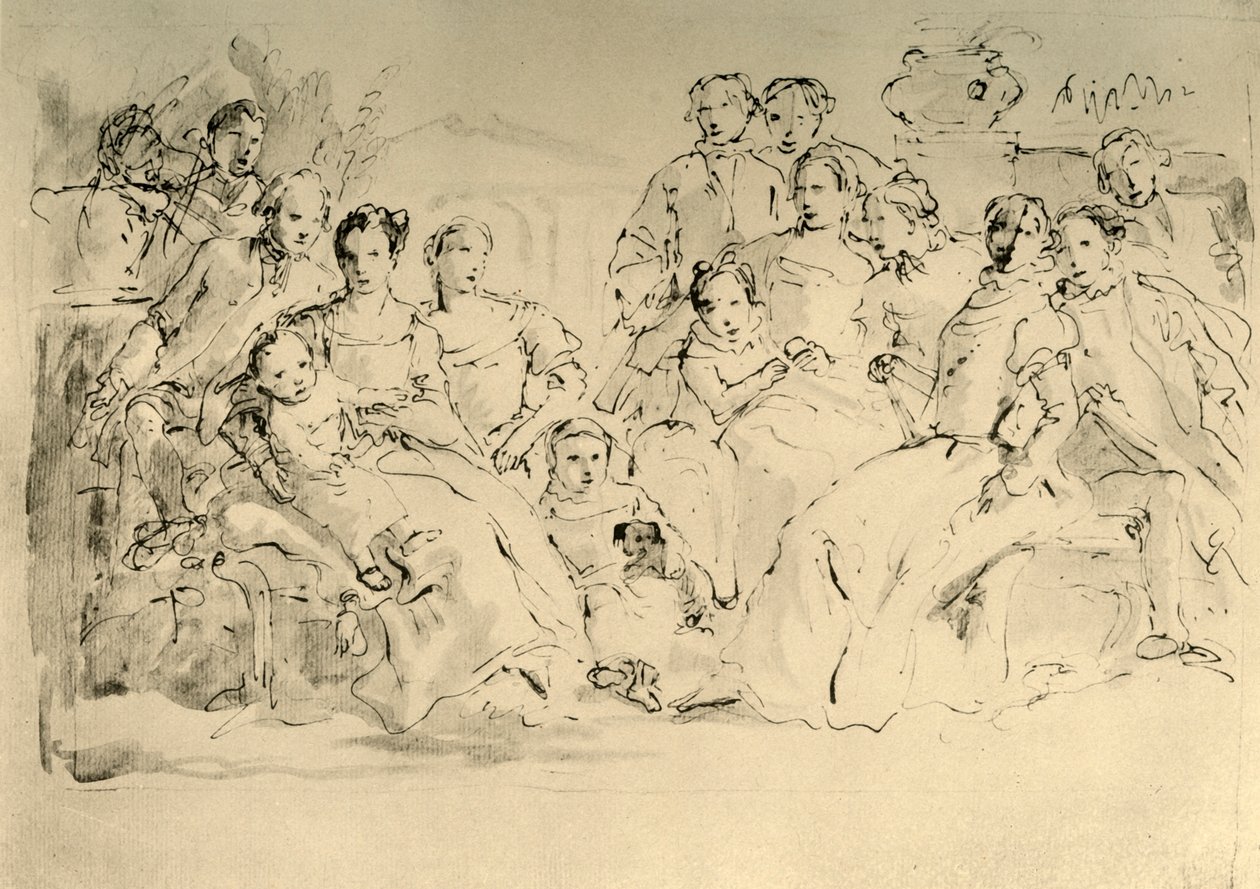 Schets voor een groepsportret, midden 18e eeuw door Giovanni Battista Tiepolo