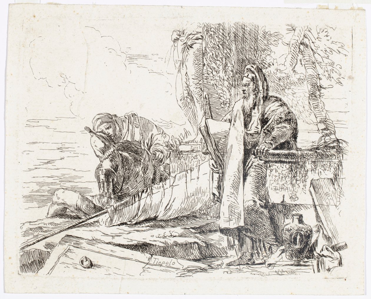 Staande filosoof met een groot boek, uit Vari Capricci door Giovanni Battista Tiepolo