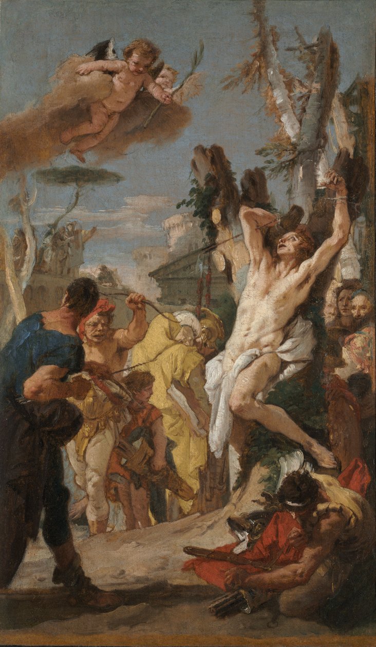 Studie voor "Het martelaarschap van Sint Sebastiaan" (voor het Augustijnenklooster in Diessen, Duitsland) door Giovanni Battista Tiepolo